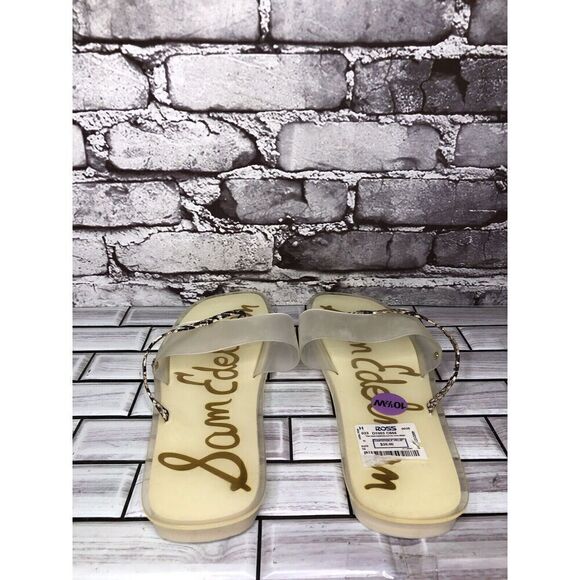 Sam Edelman Luciana Clear Cream Snakeskin Thong Strap Slide Sandals Women 10.5M - Picture 7 of 16